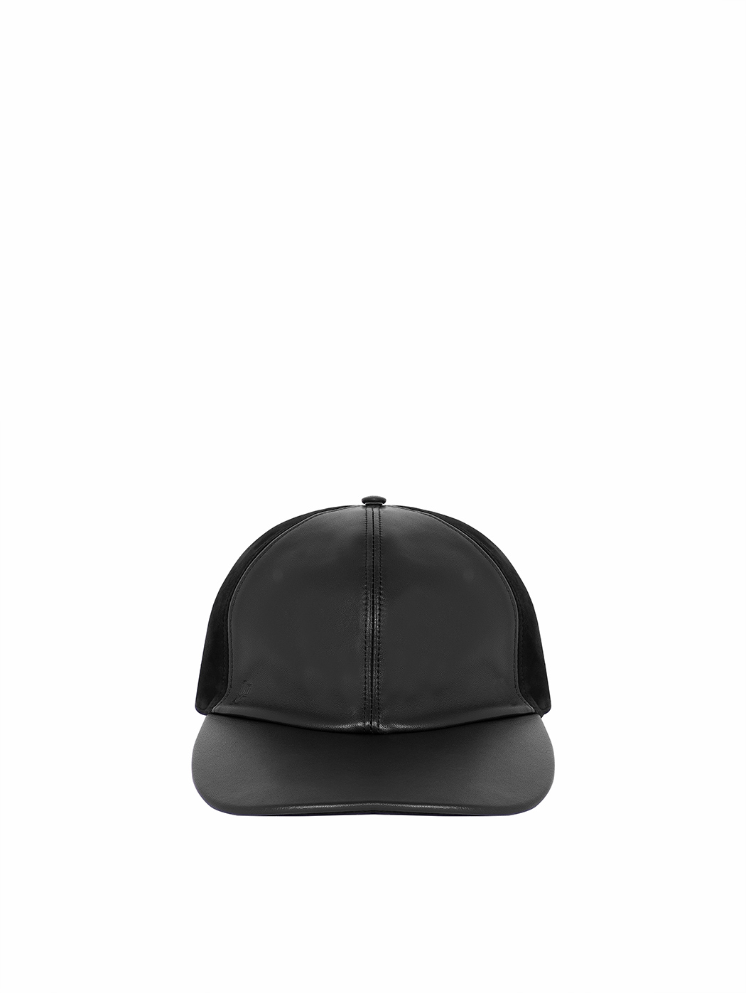 Black Baseball hat in leather and suede