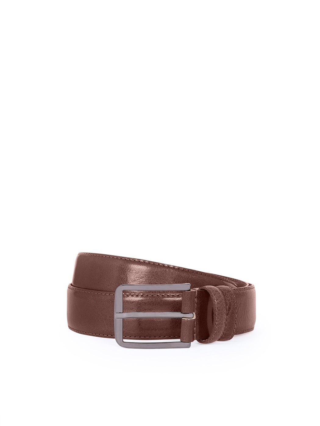 Classic Italian Belt For Man With Stitching Dark brown
