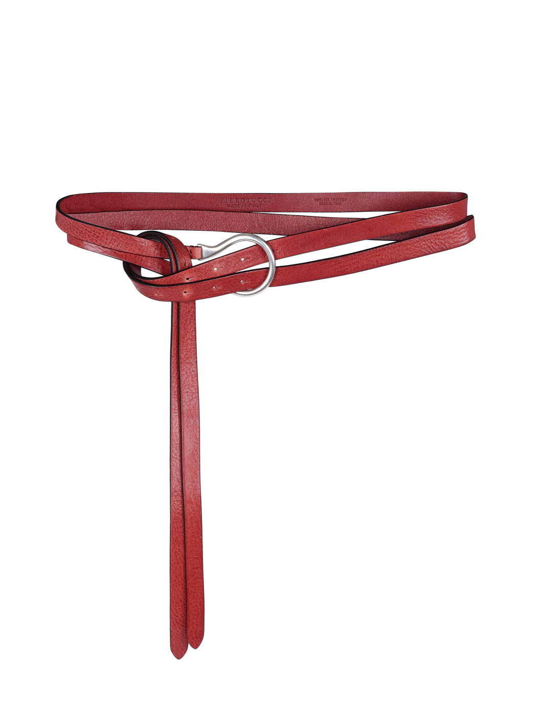 Skinny Double Strap Leather Omega Belt Strawberry