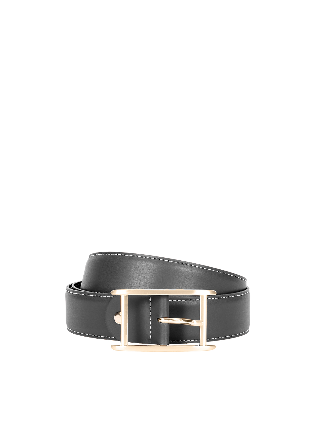 長方形バックル レザーベルト 30mm ブラック