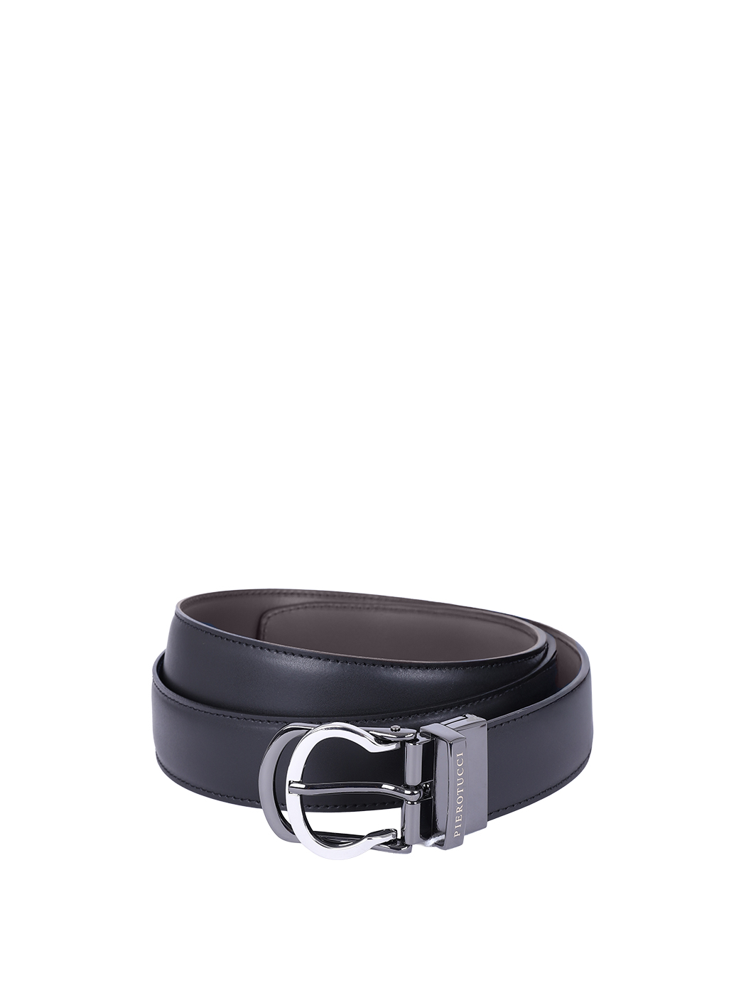 Horseshoe Buckle Calfskin Reversible Belt Brown/Black