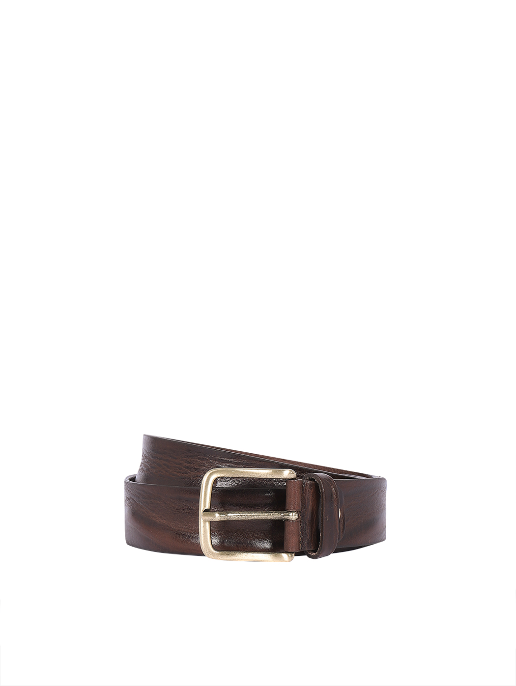 Classic Italian Belt For Man With Stitching Dark Brown