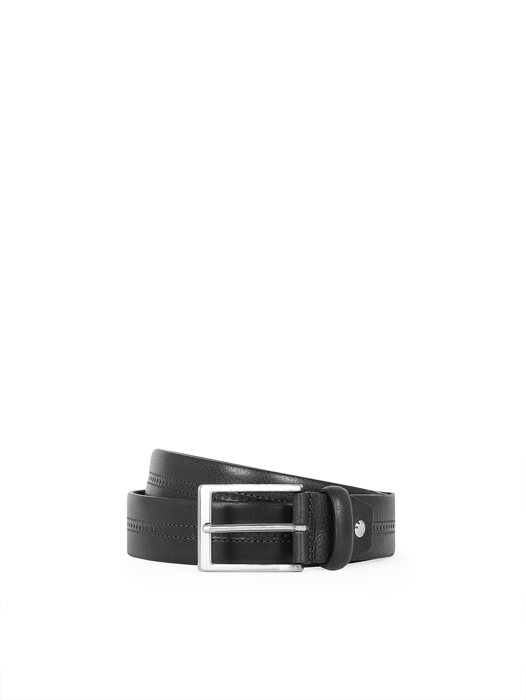Classic Italian Belt For Man With Stitching Black