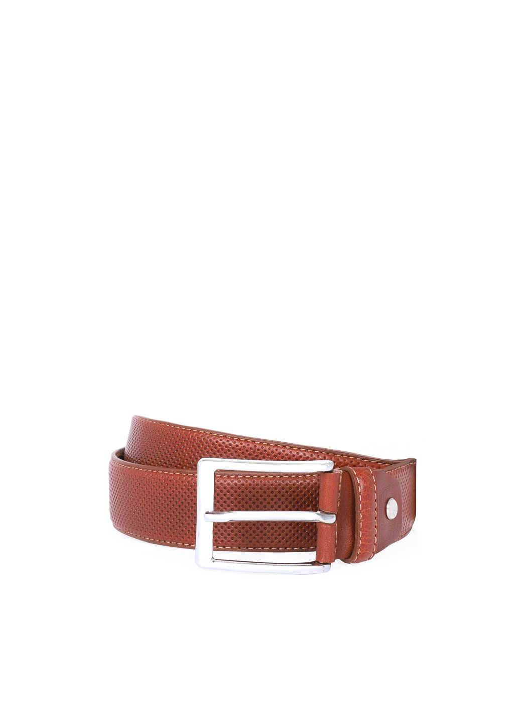 Perforated Dotted Leather Belt 35 mm Brown