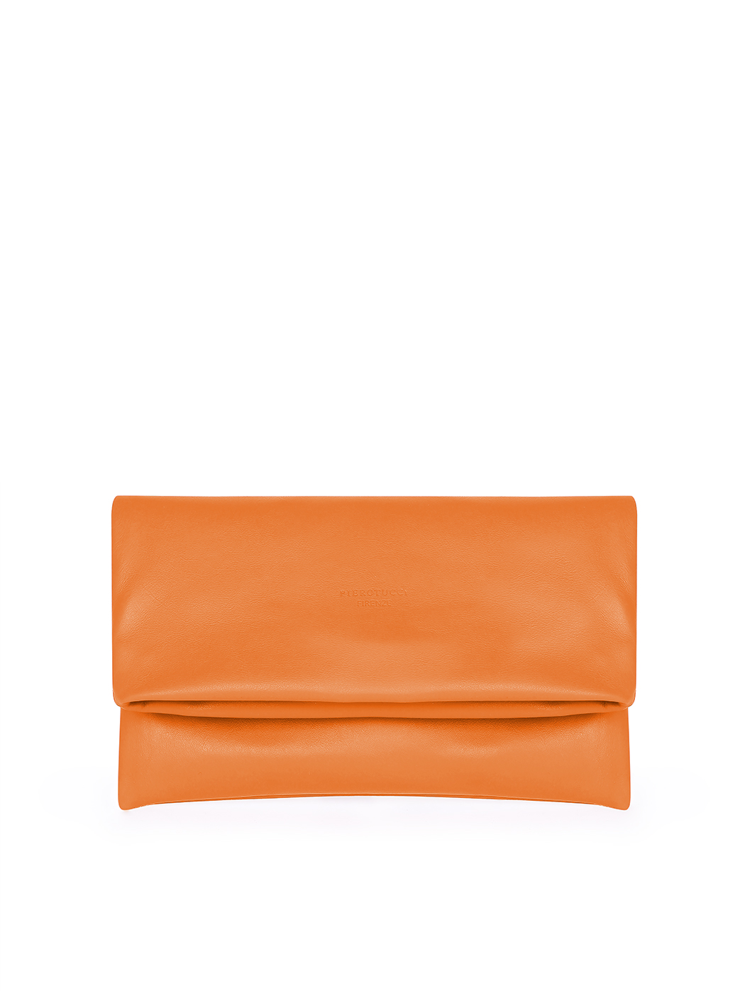 Кожаный клатч из натуральной кожи  оранжевого цвета