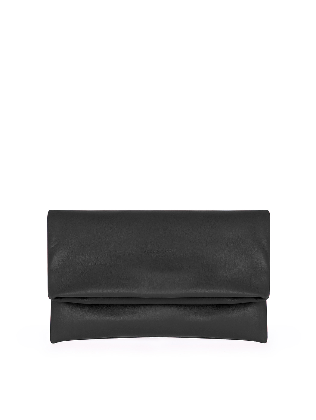 Clutch in pelle nera con tracolla 