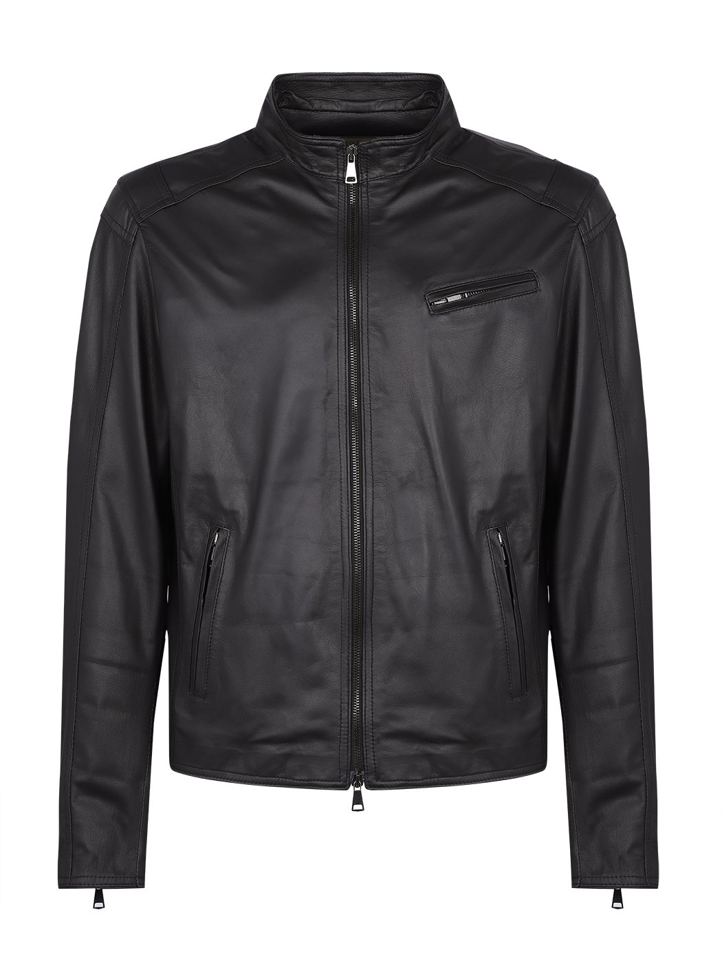 Single-breasted Biker Leather Jacket Black