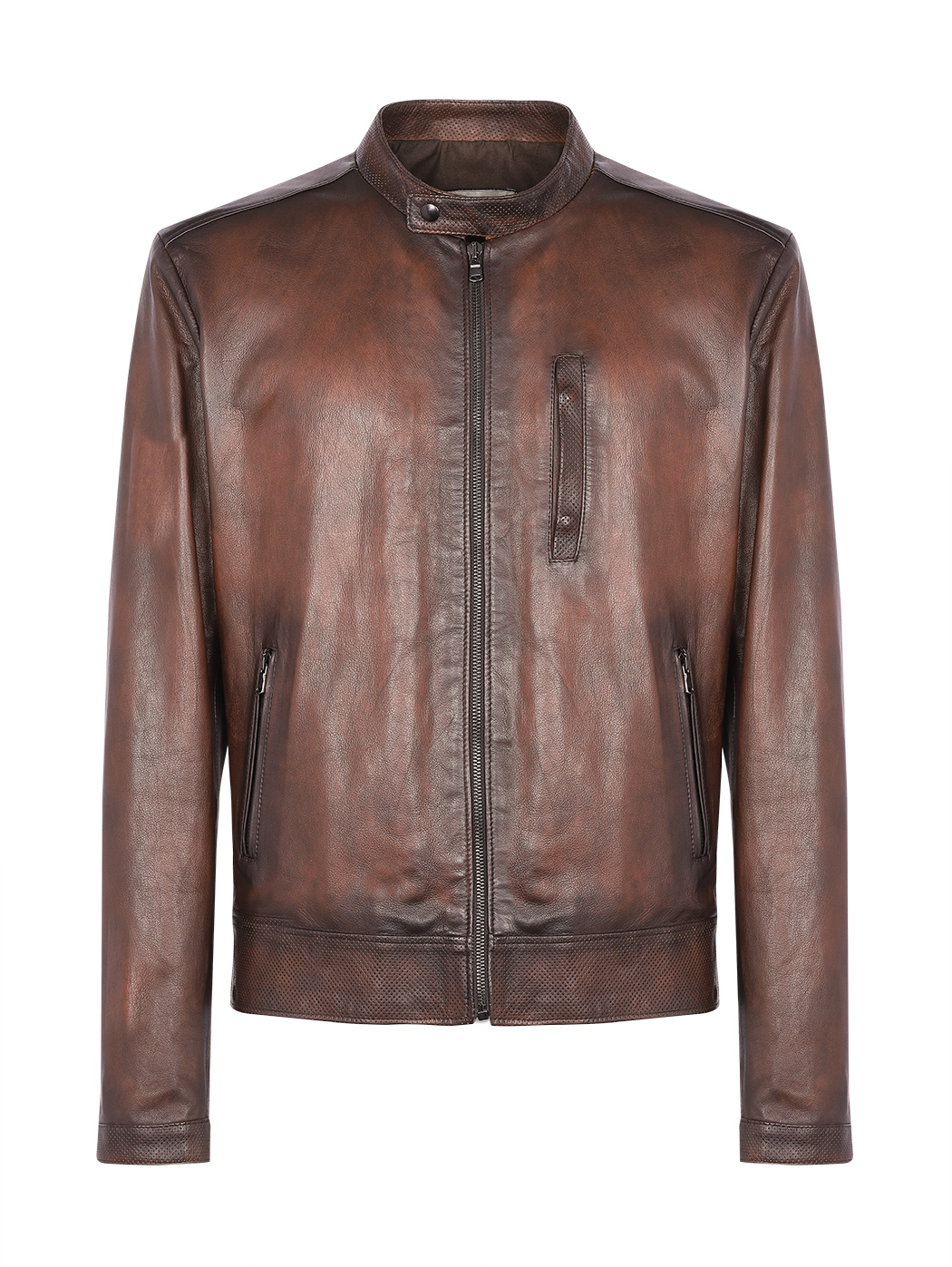 Vintage Biker Buffered Leather Jacket Moka