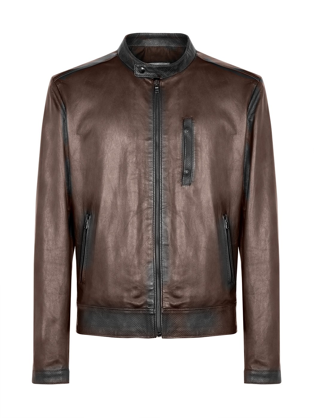 Vintage Buffered Leather Jacket Moka 