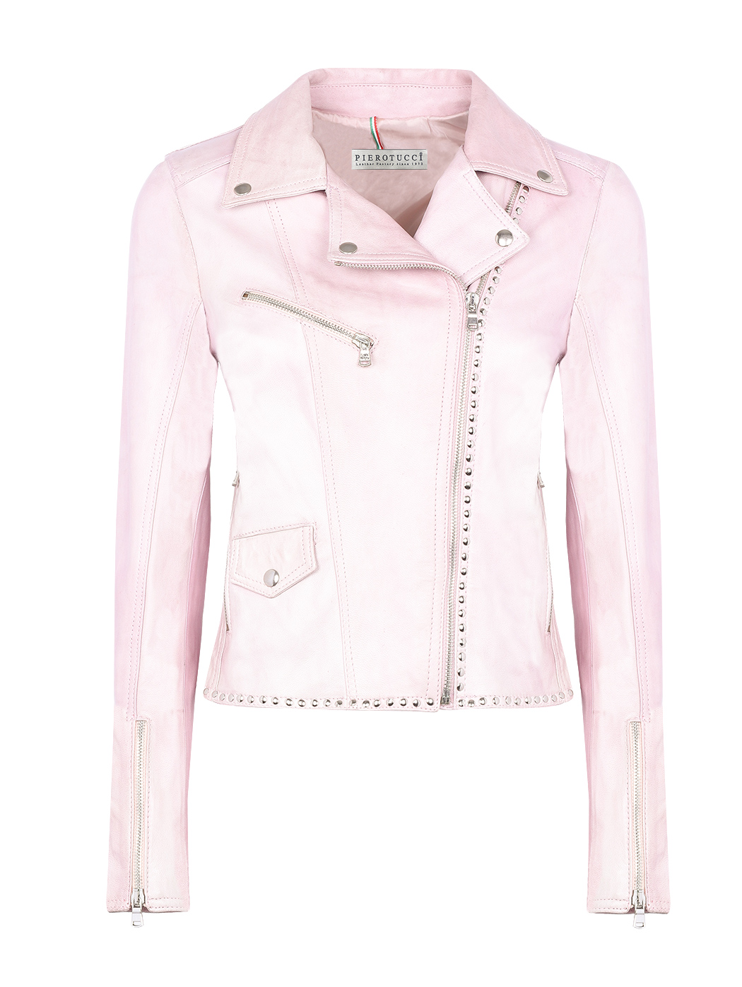 Women's Biker Jacket in Leather Pink