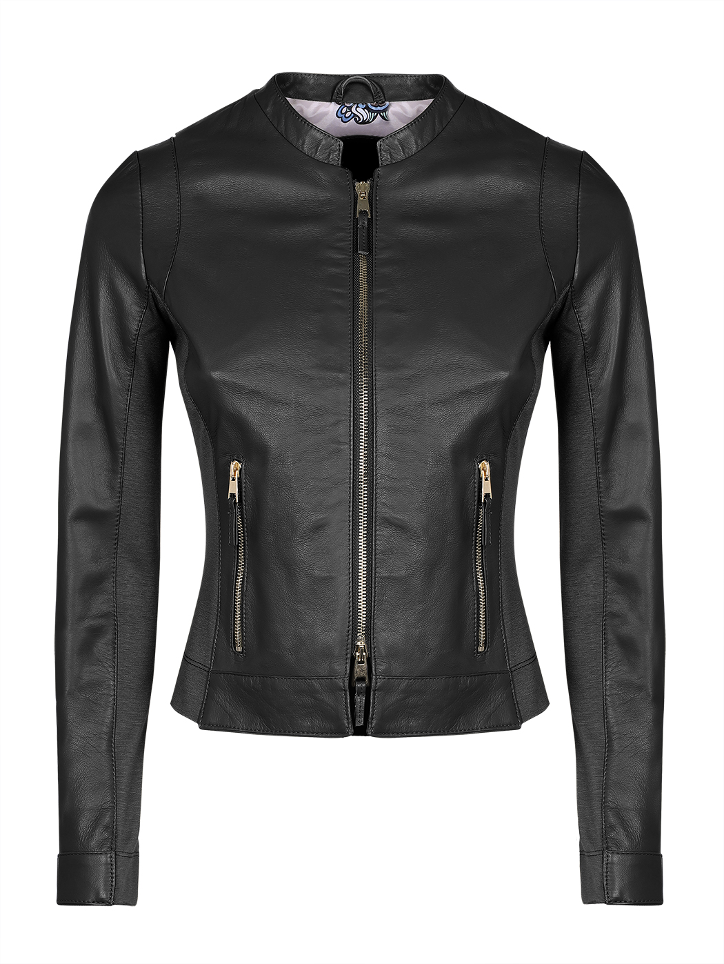 Cropped Fitted Stretch Panelled Jacket Black