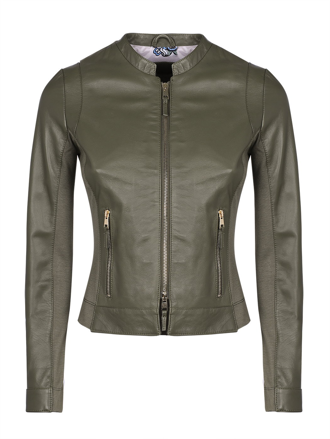 Cropped Fitted Stretch Panelled Jacket Green