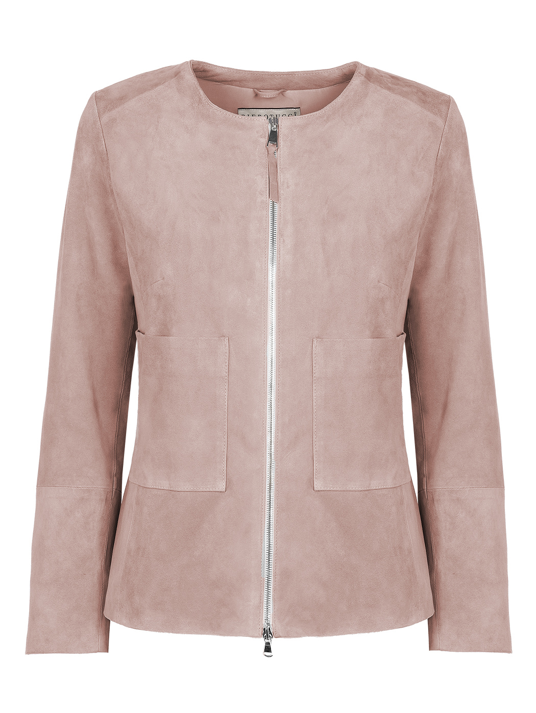 Single-breasted Suede Front Zip Jacket Soft Pink