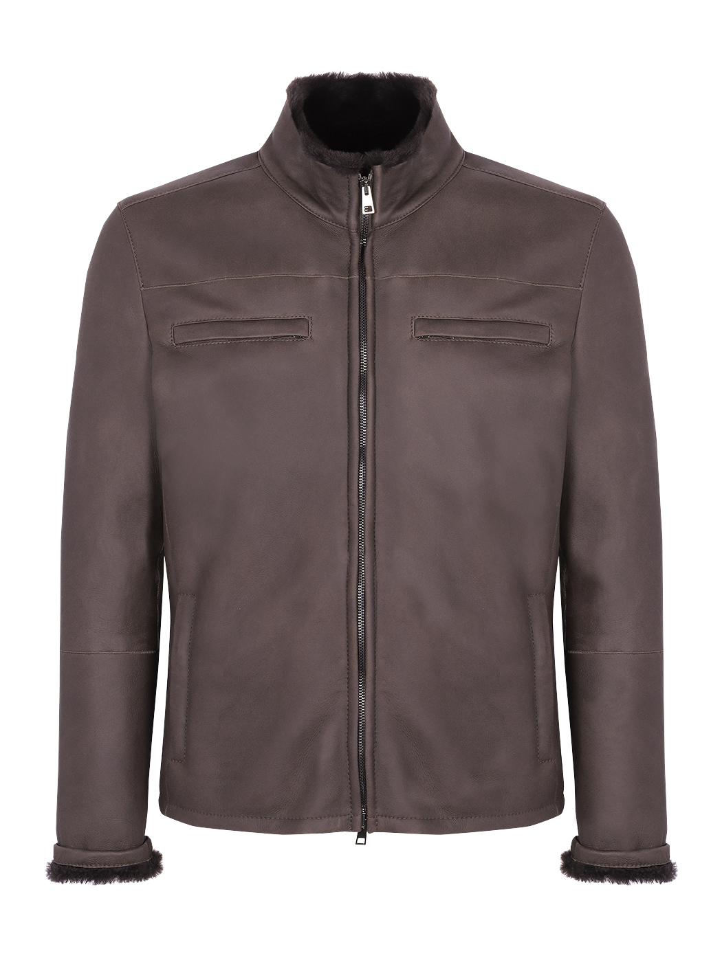 Moto Jacket w/ Shearling Lining  Dark brown