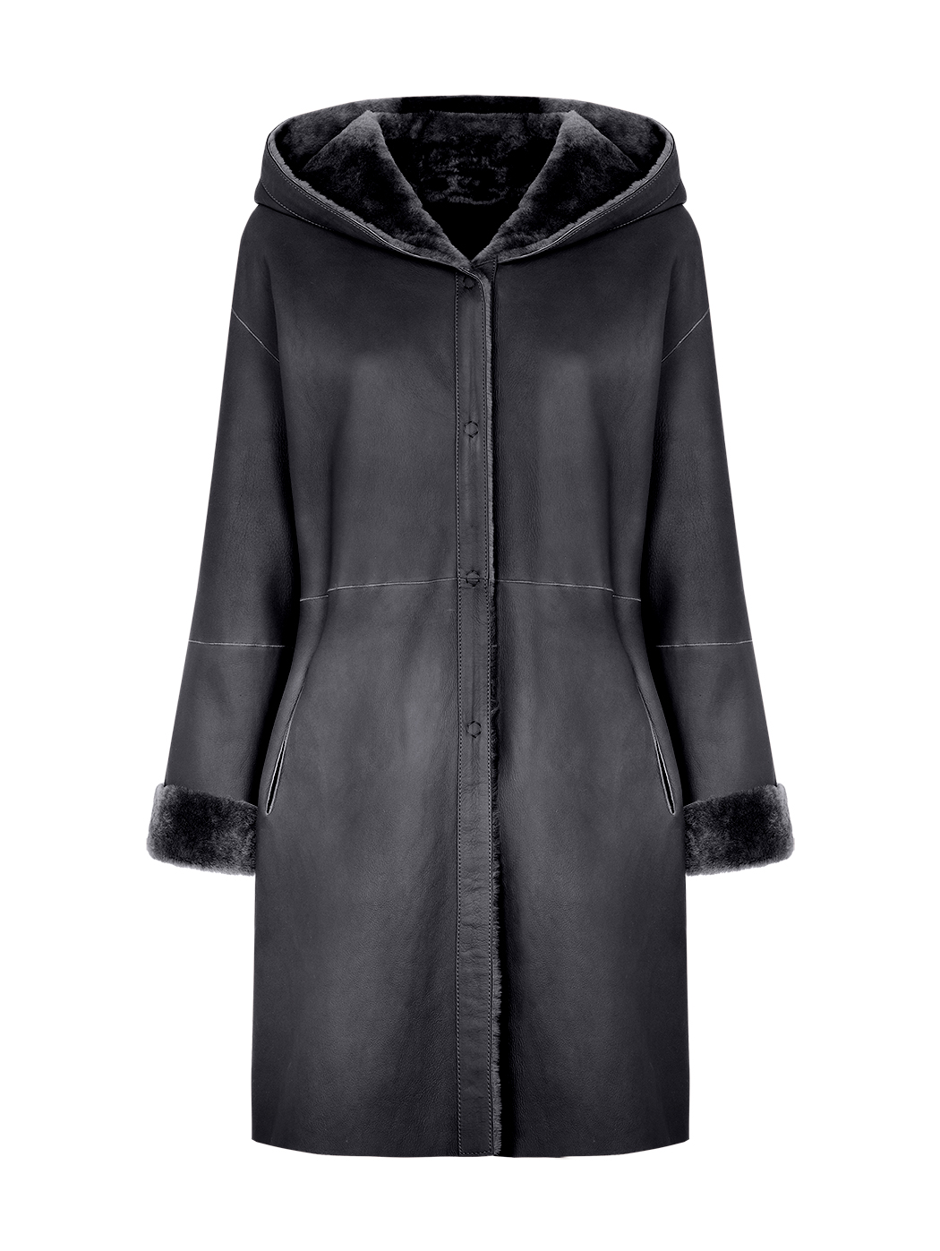 Giaccone nero reversibile in Shearling