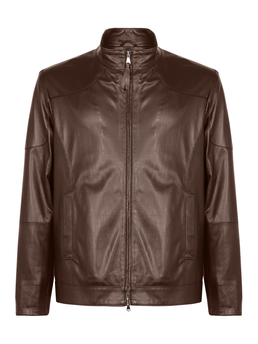 Кожаная байкерская куртка коричневого цвета