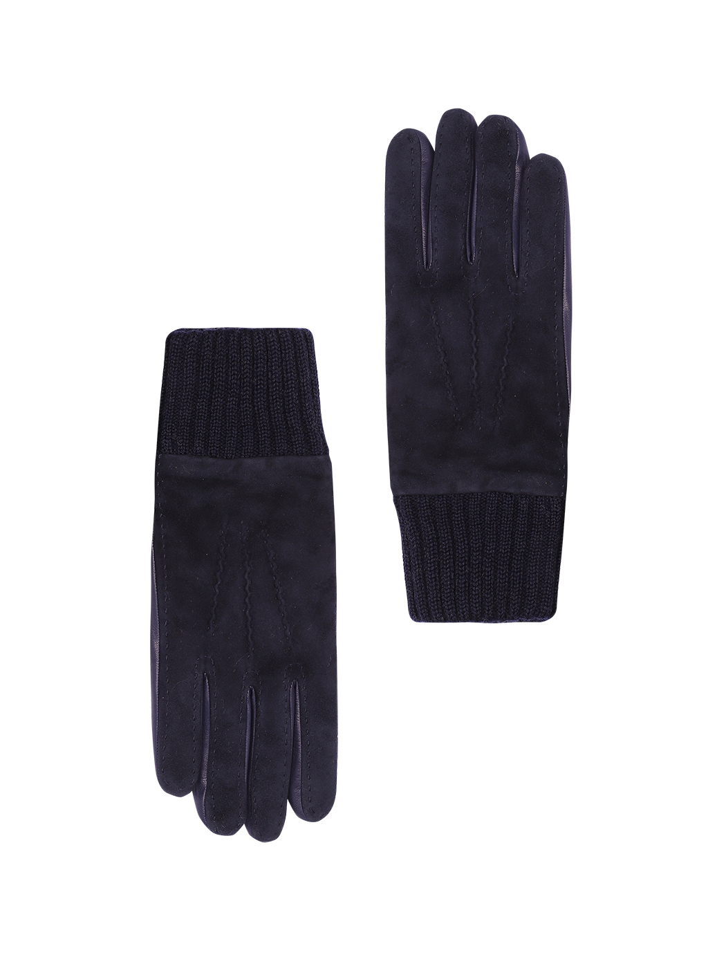 Men's Gloves in Suede with Knit Cuff Blue