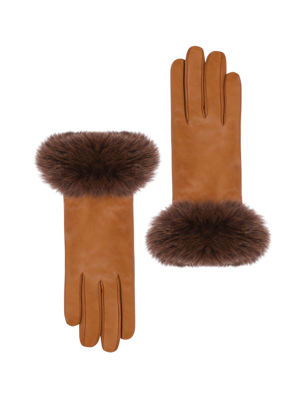Women's Fox Cuff Gloves in Cashmere Leather Tan