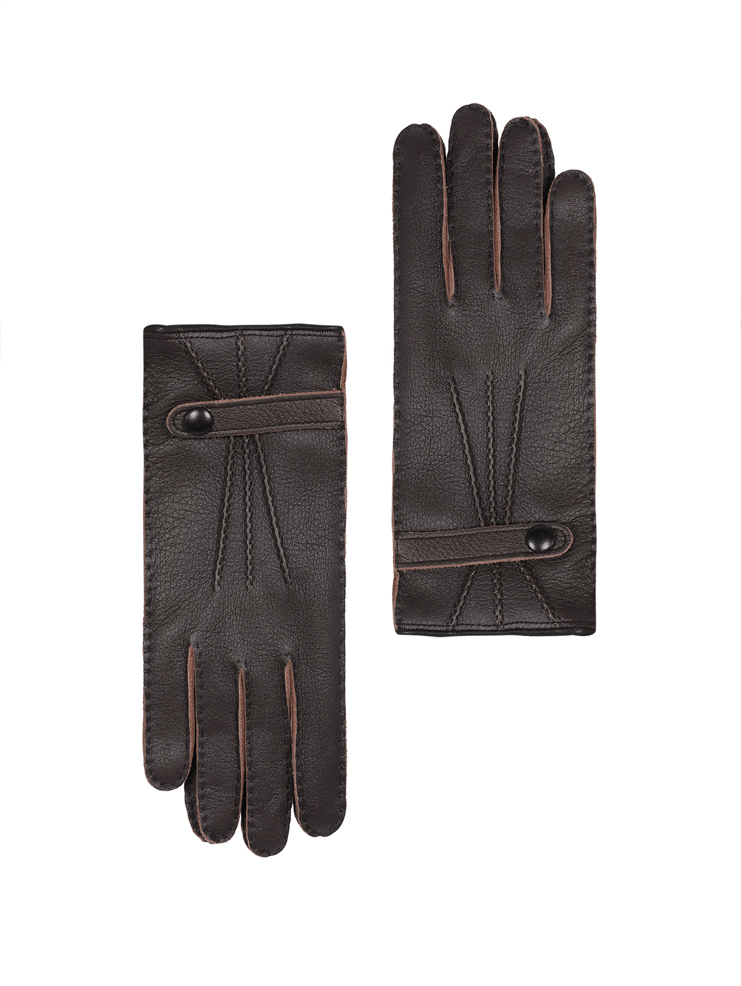 Women's Three-point Cashmere Leather Gloves Brown