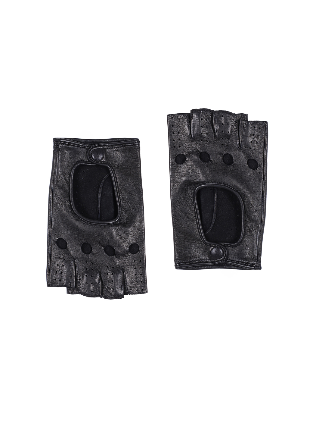 Perforated Fingerless Lambskin Driving Gloves
