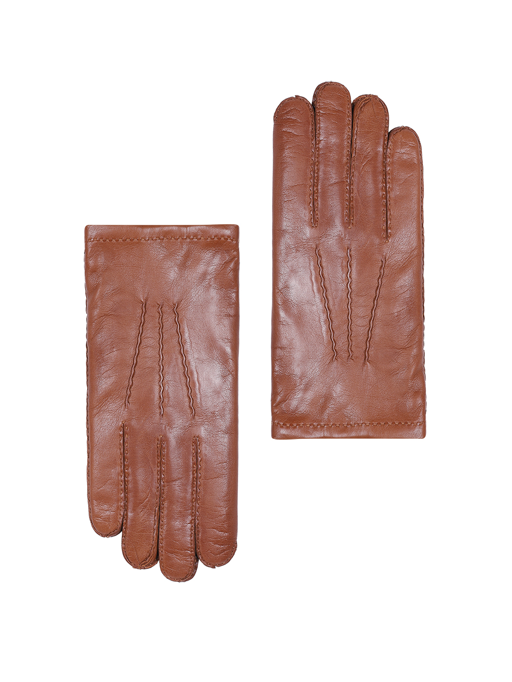 Мужские кожаные перчатки с кашемировым подкладом коричневого цвета