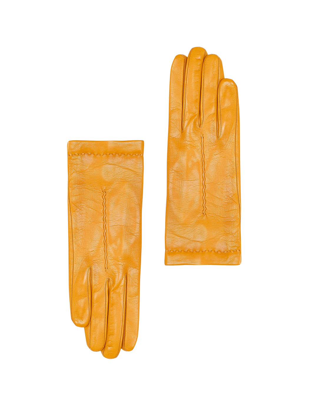 Элегантные кожаные перчатки желтого цвета