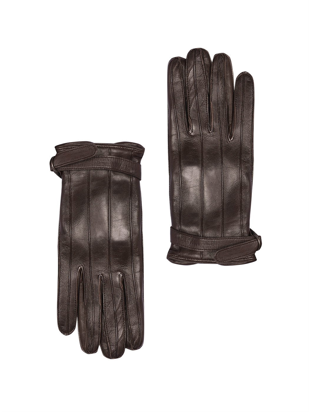 Men's Gloves in Leather and Cashmere Dark brown