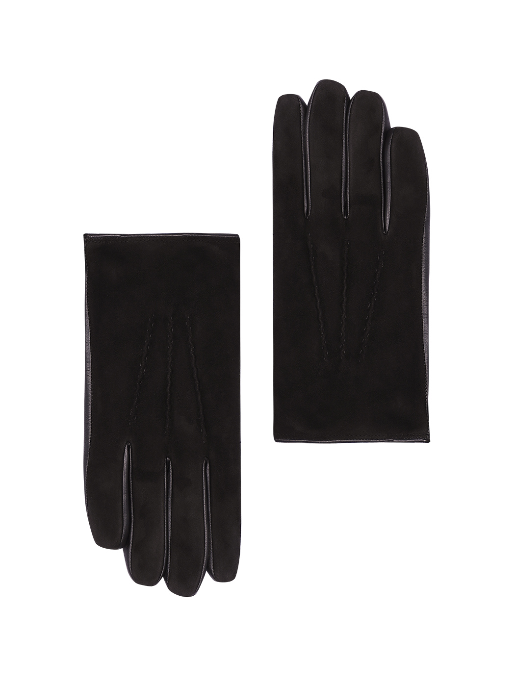 Touchscreen Gloves in Silk and Leather Black