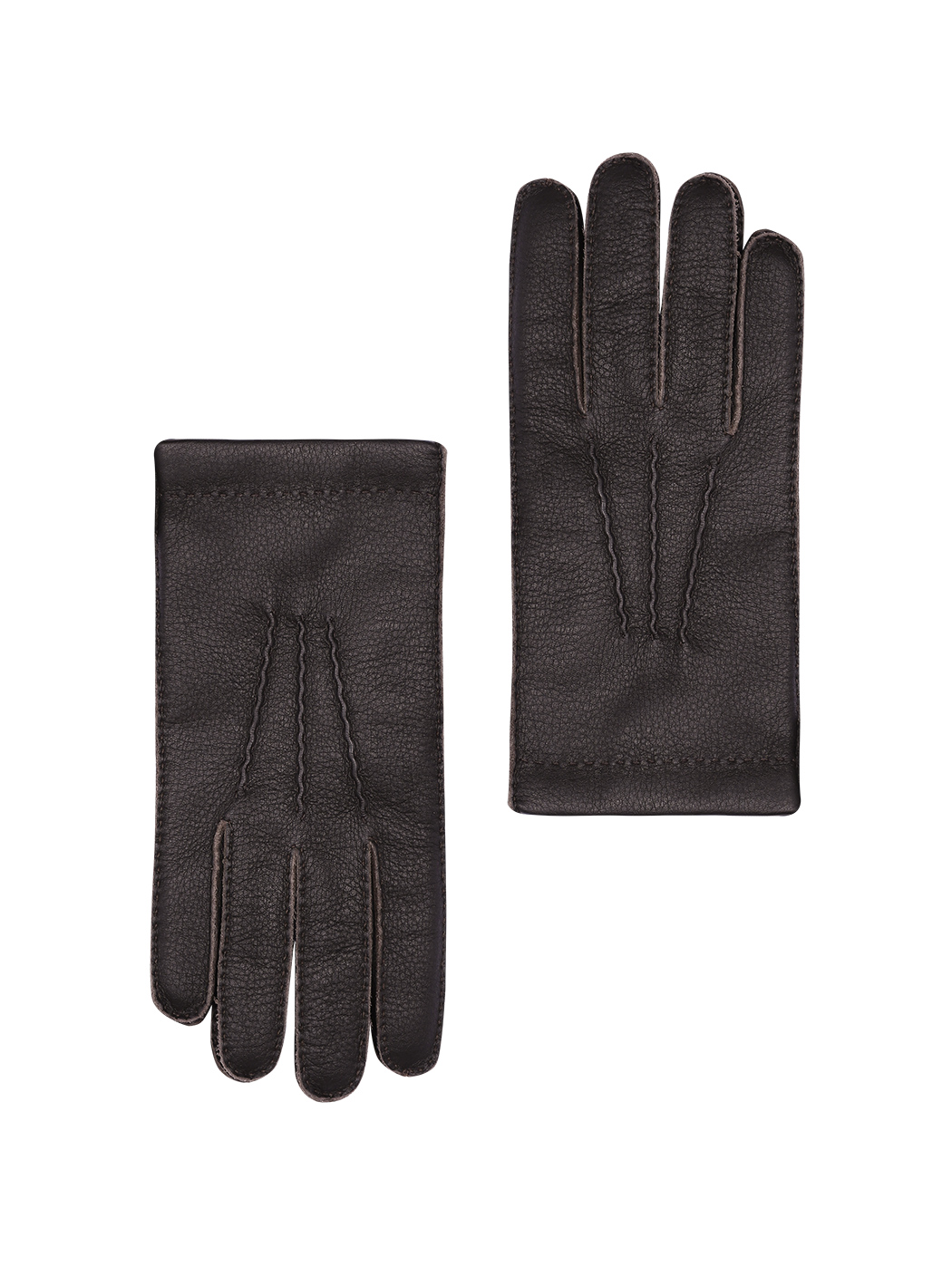 Men's Deerskin Gloves with Cashmere Brown