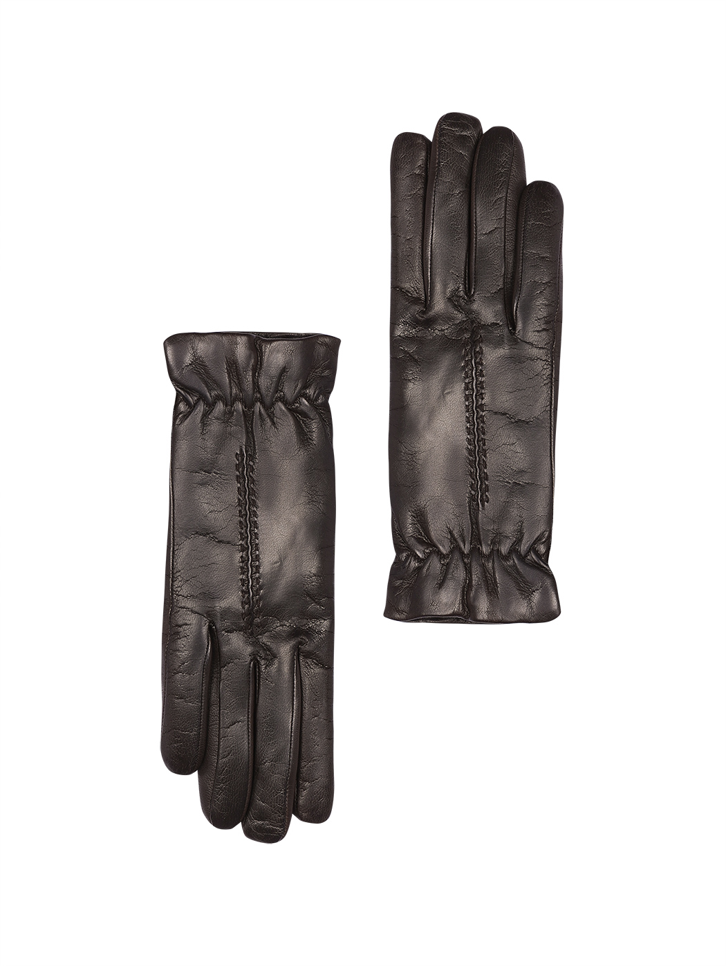 Кожаные перчатки с кашемировым подкладом коричневого цвета