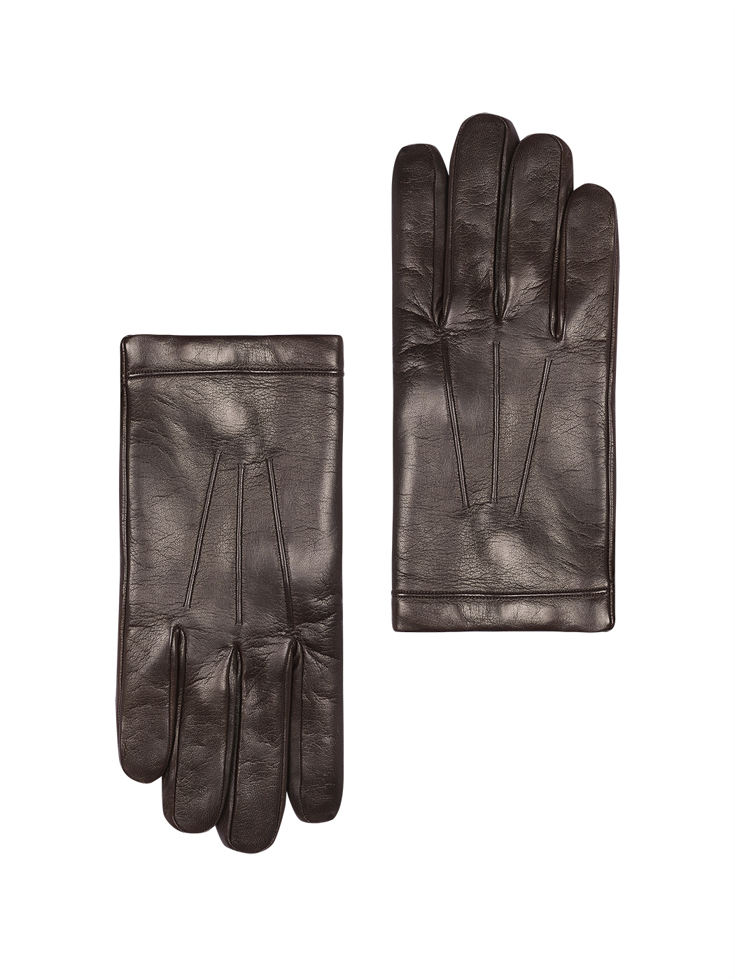 Men's Lined Gloves in Leather & Cashmere Brown