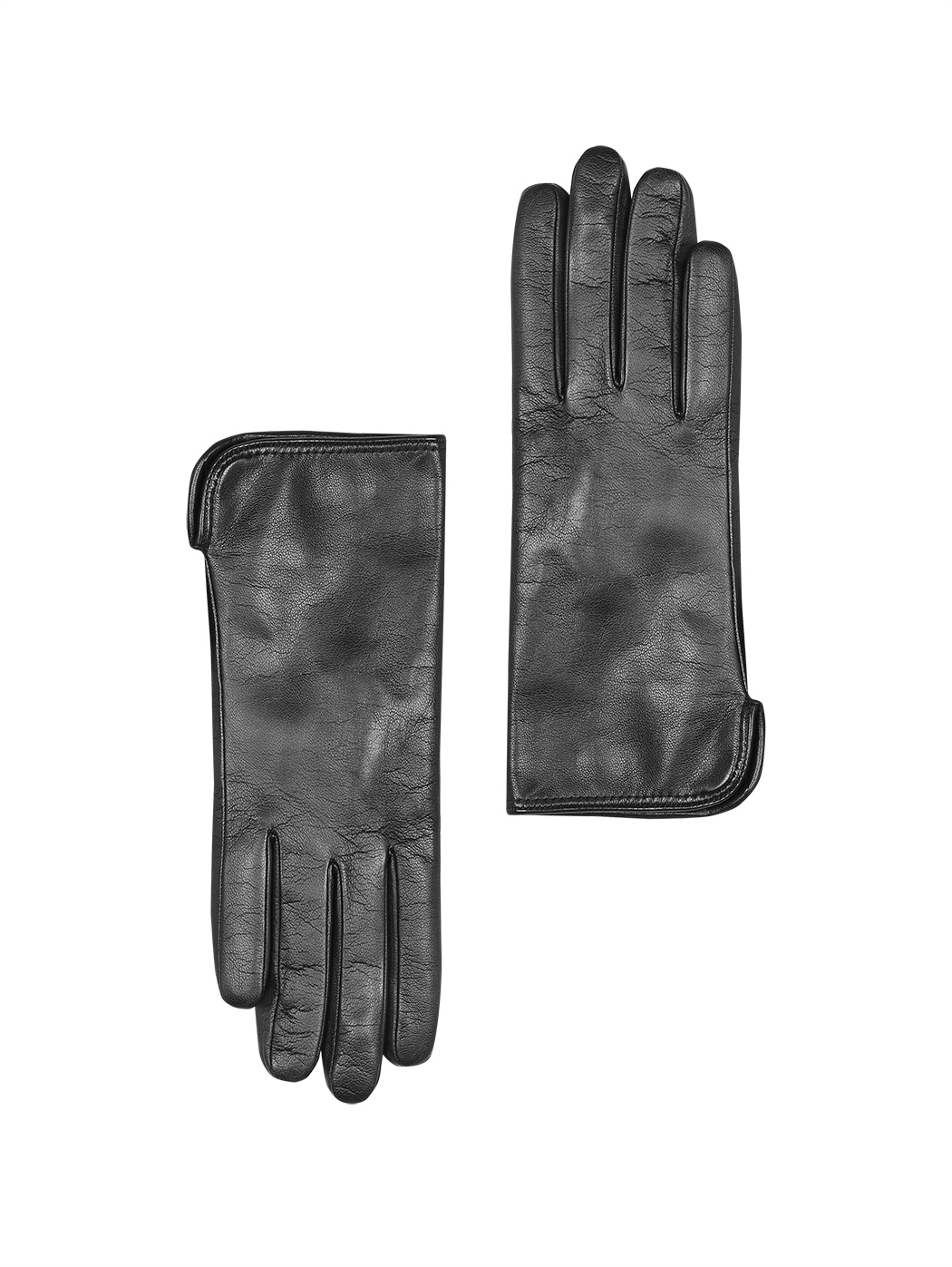 Женские кожаные перчатки с кашемировым подкладом черного цвета