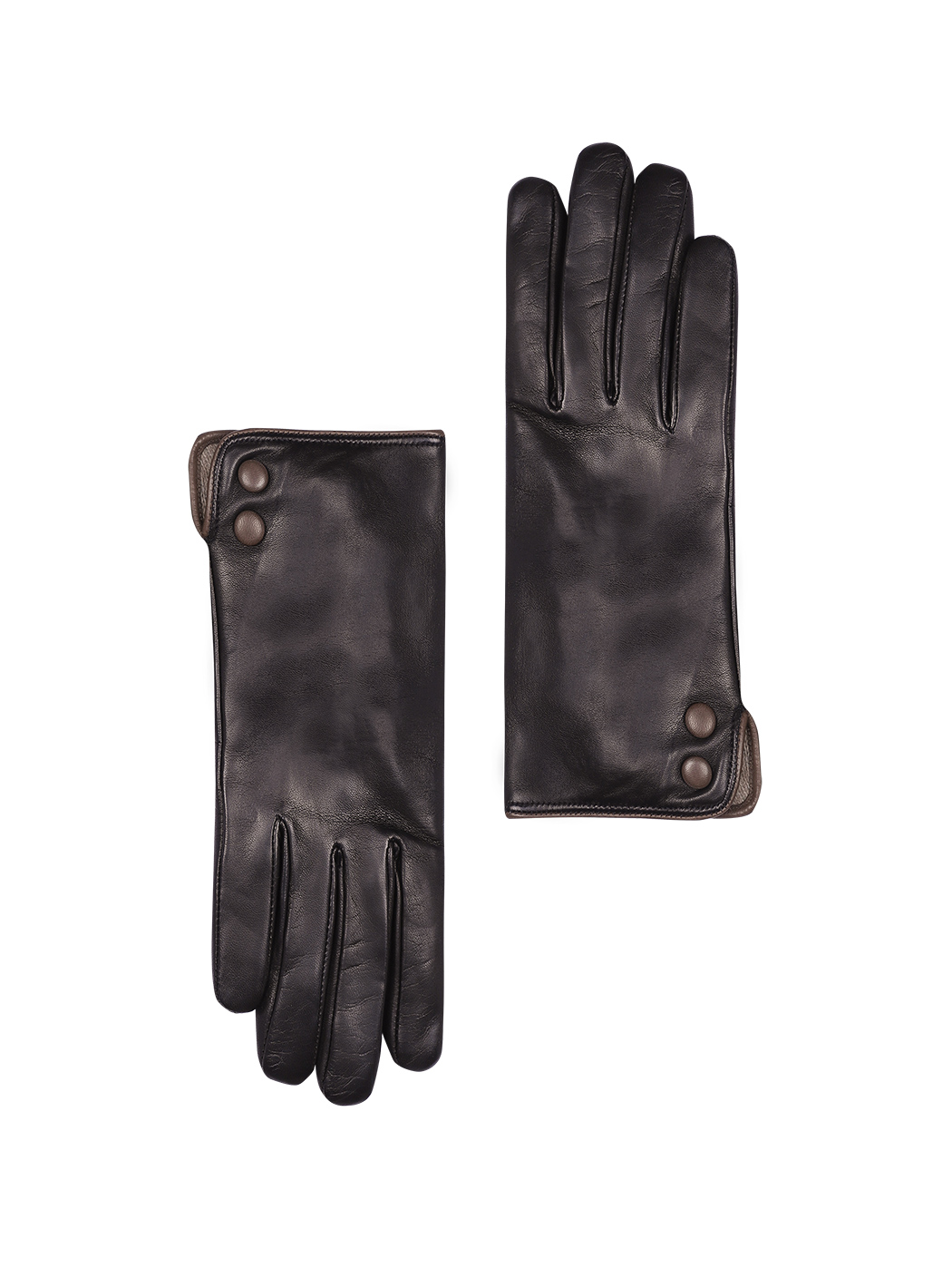 Кожаные перчатки черного цвета с пуговицами по бокам 