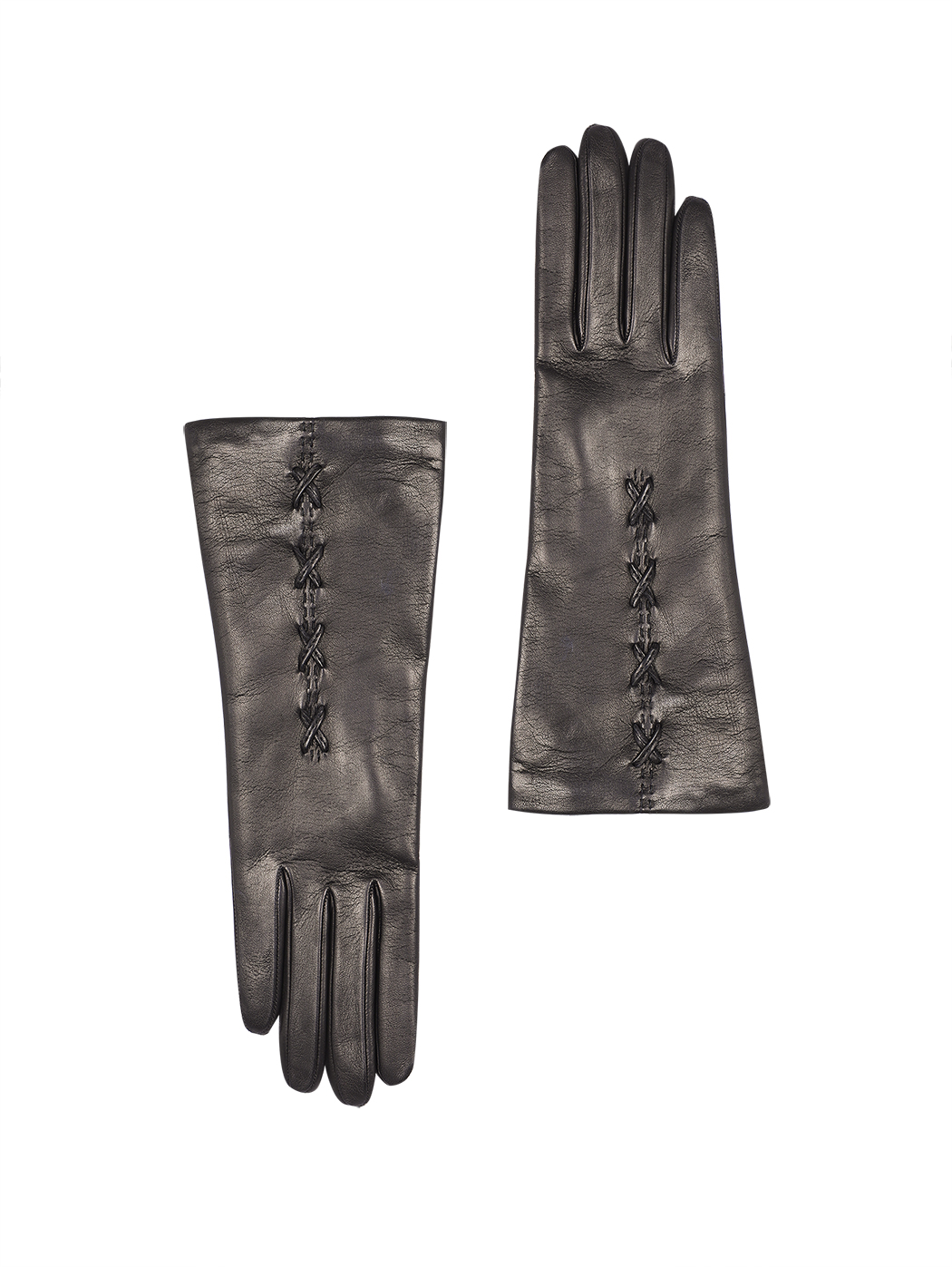 Black women's gloves in leather and cashmere