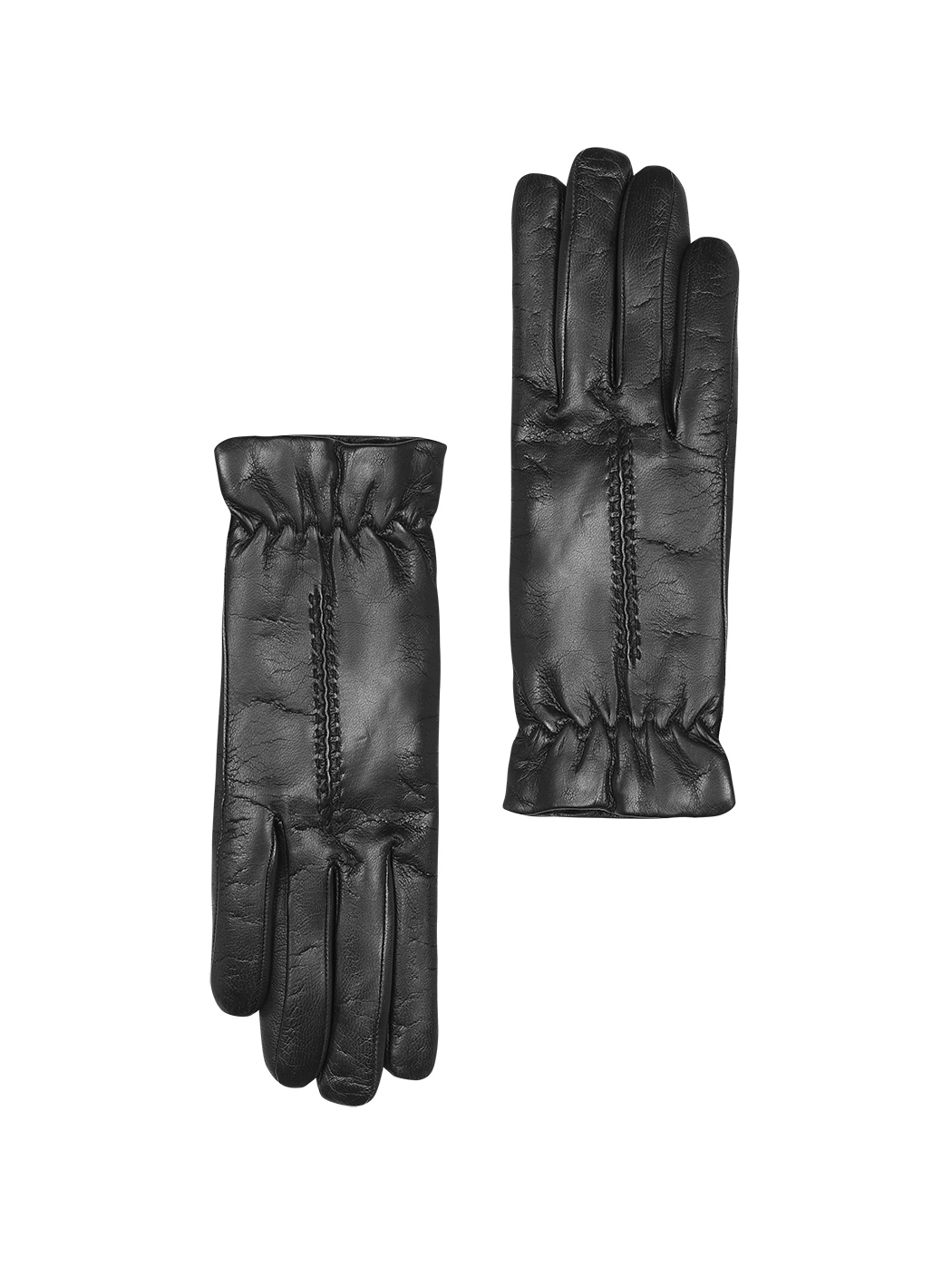Кожаные перчатки с кашемировым подкладом черного цвета