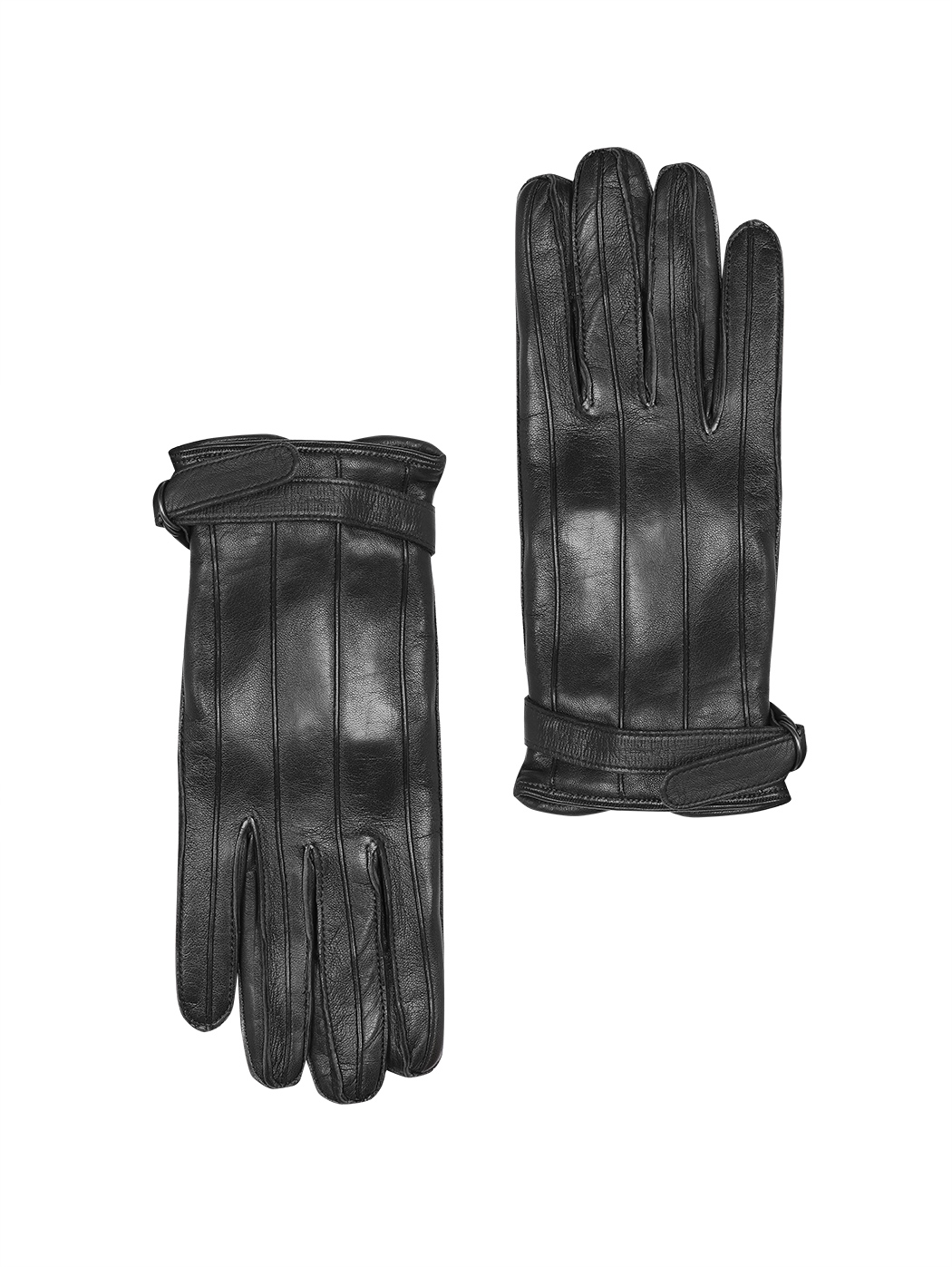 Men's Gloves in Leather and Cashmere Black