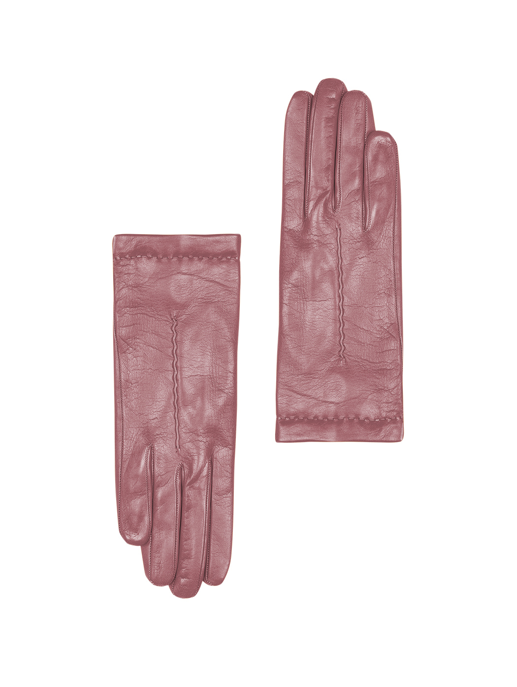 Guanti rosa in pelle e seta