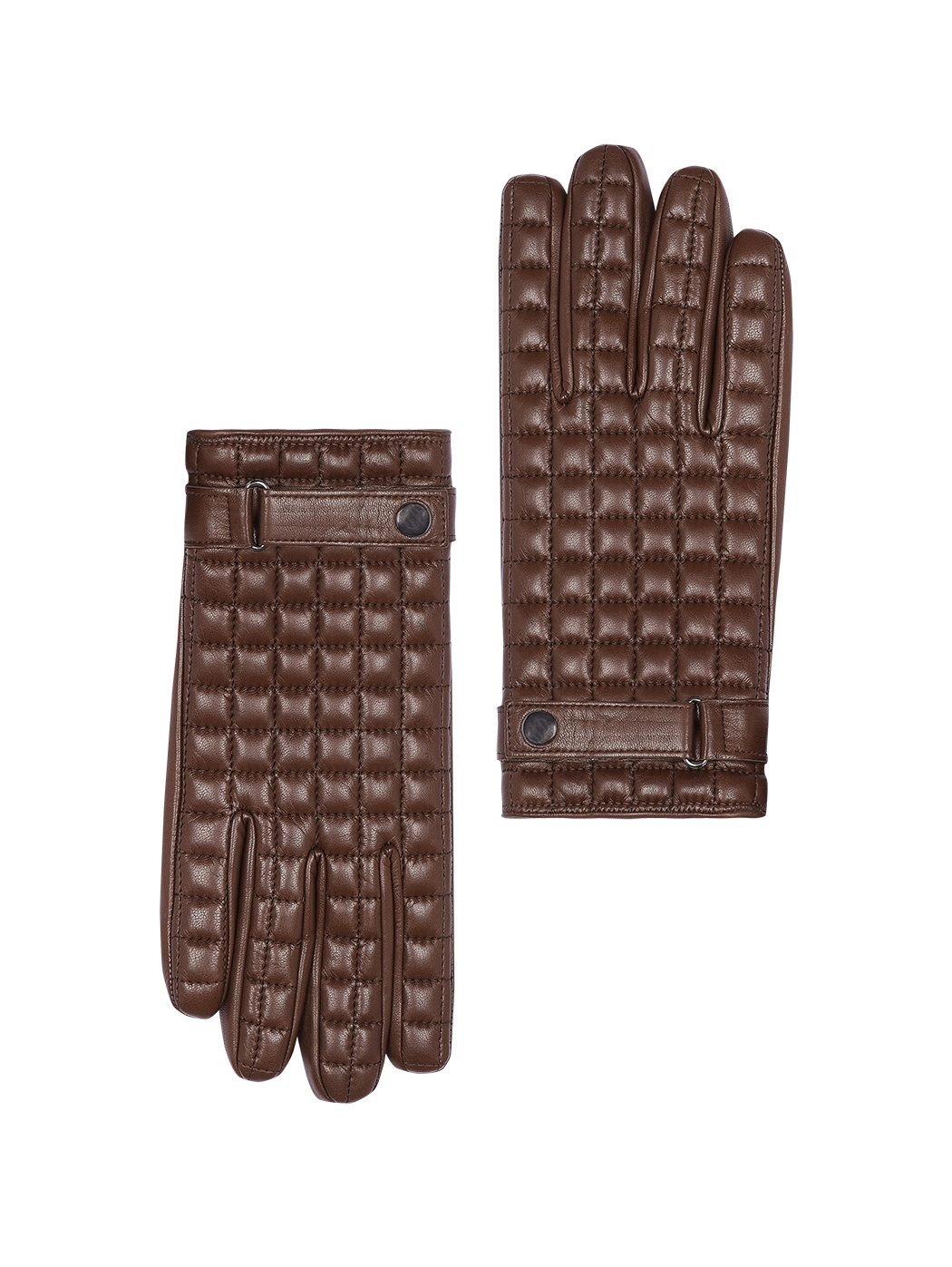 Men's Quilted Lambskin Gloves Cashmere Lined Brown 