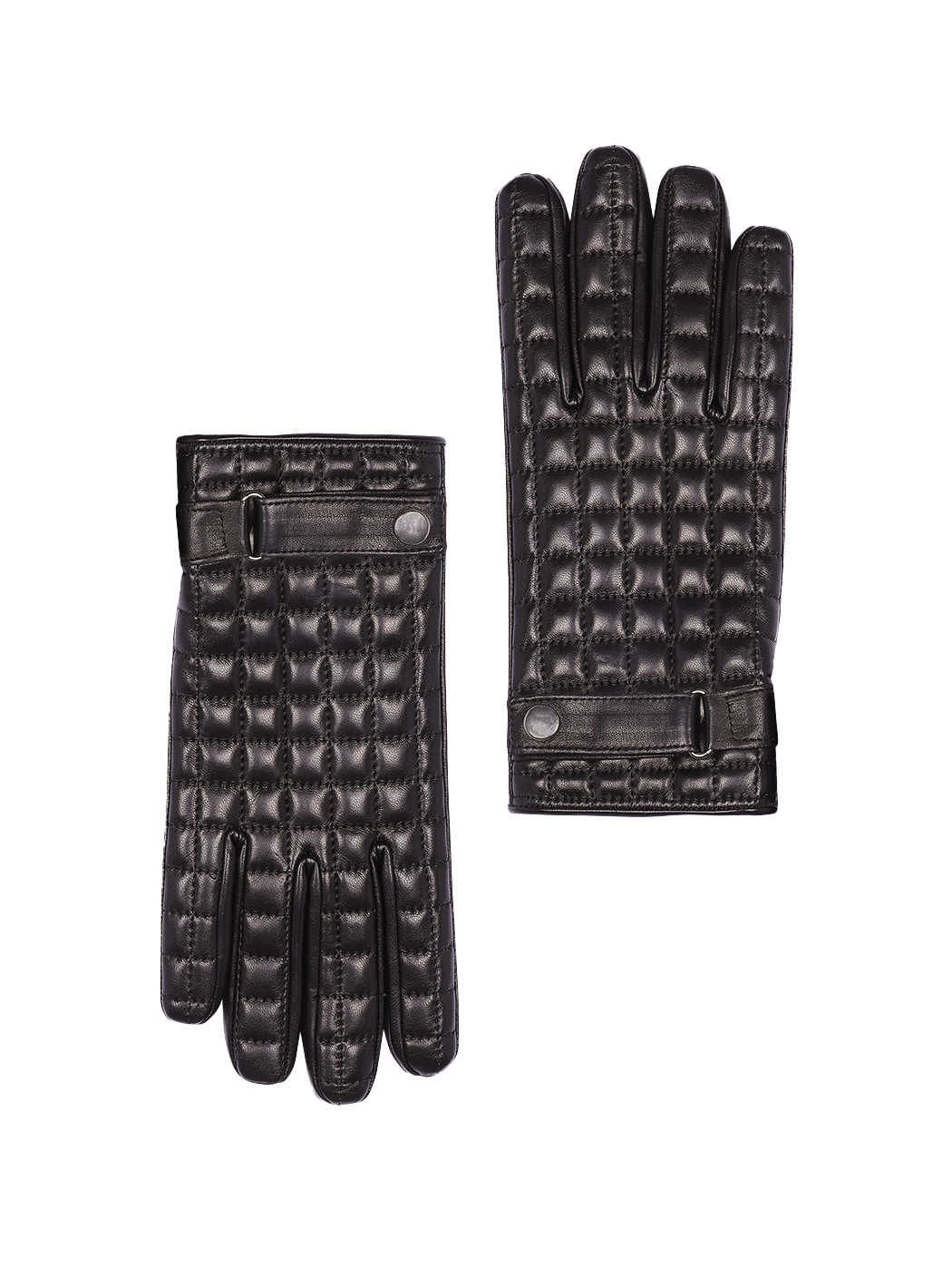 Men's Quilted Lambskin Gloves Cashmere Lined Black 