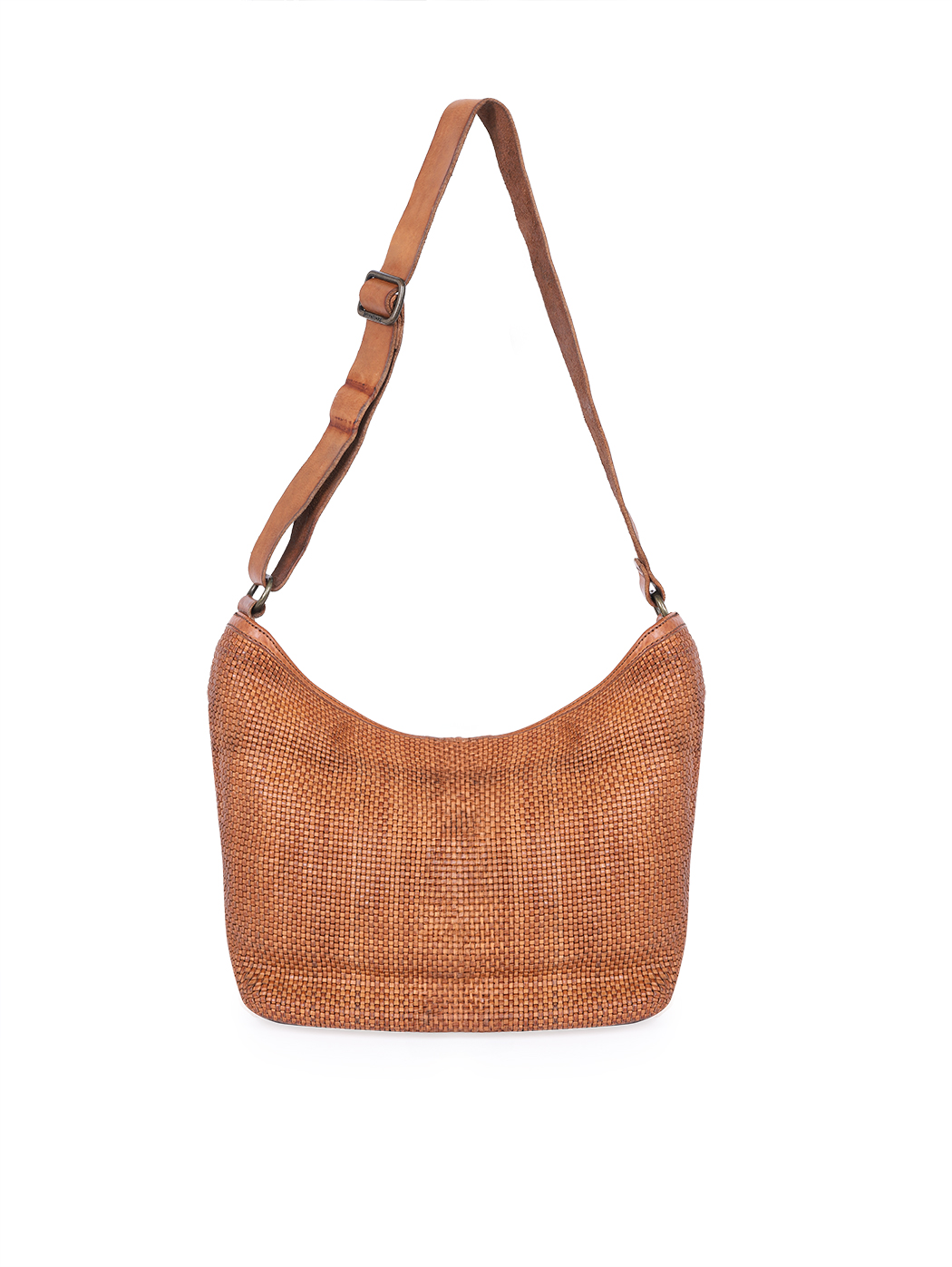 Weaved Calfskin Leather Hobo Bag Pearl grey