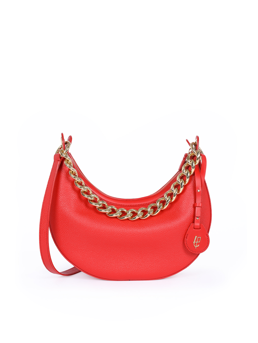Crescent Hobo Shoulder Chain Bag Clara Rose Red