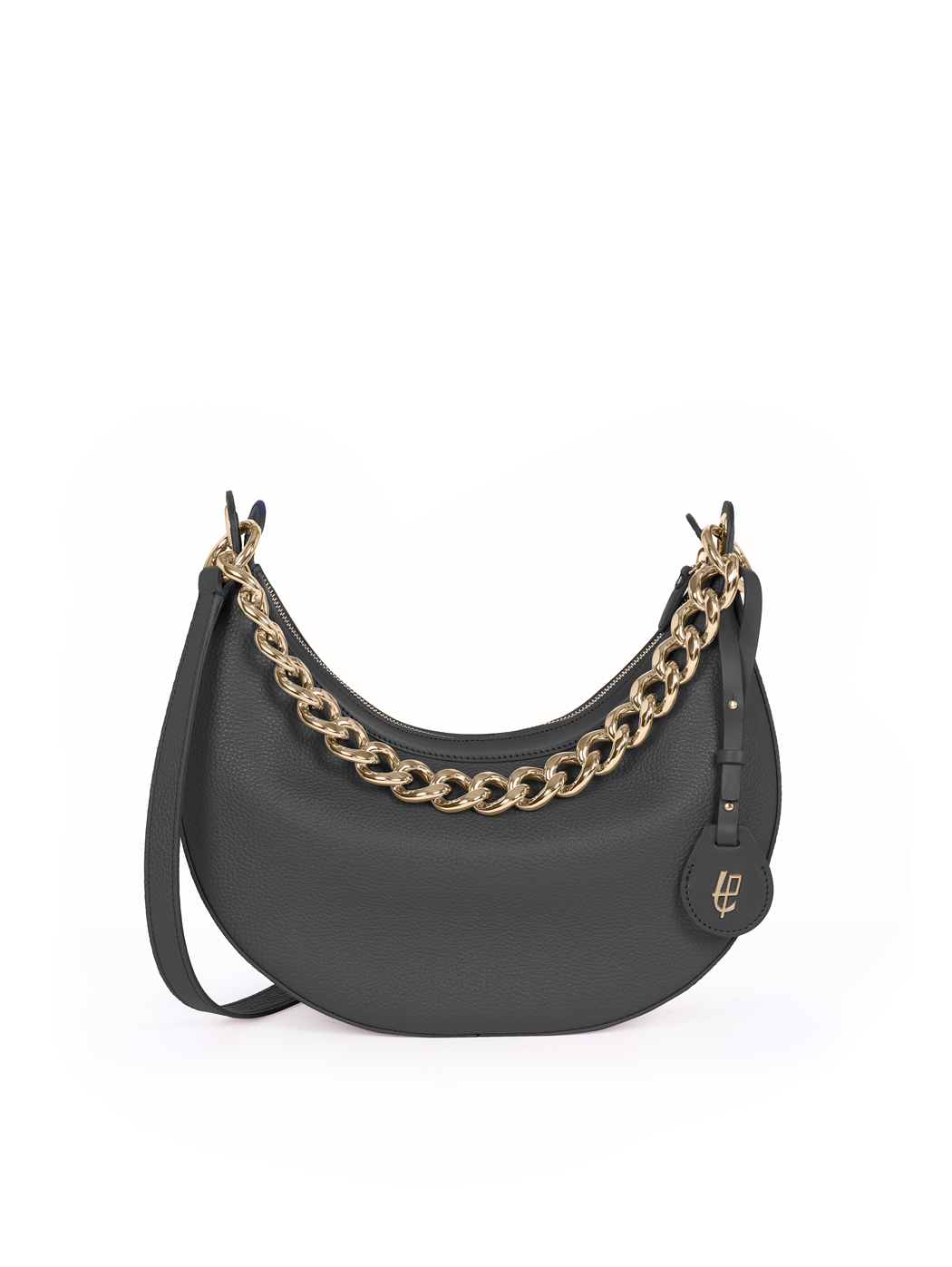 Crescent Hobo Shoulder Chain Bag Clara Jet Black