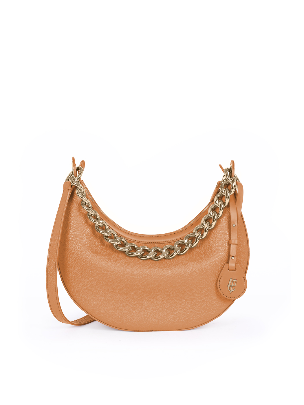 Crescent Hobo Shoulder Chain Bag Clara Tobacco Brown