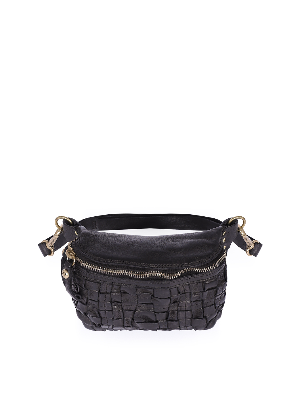 Marsupio Edera in pelle intrecciata nera
