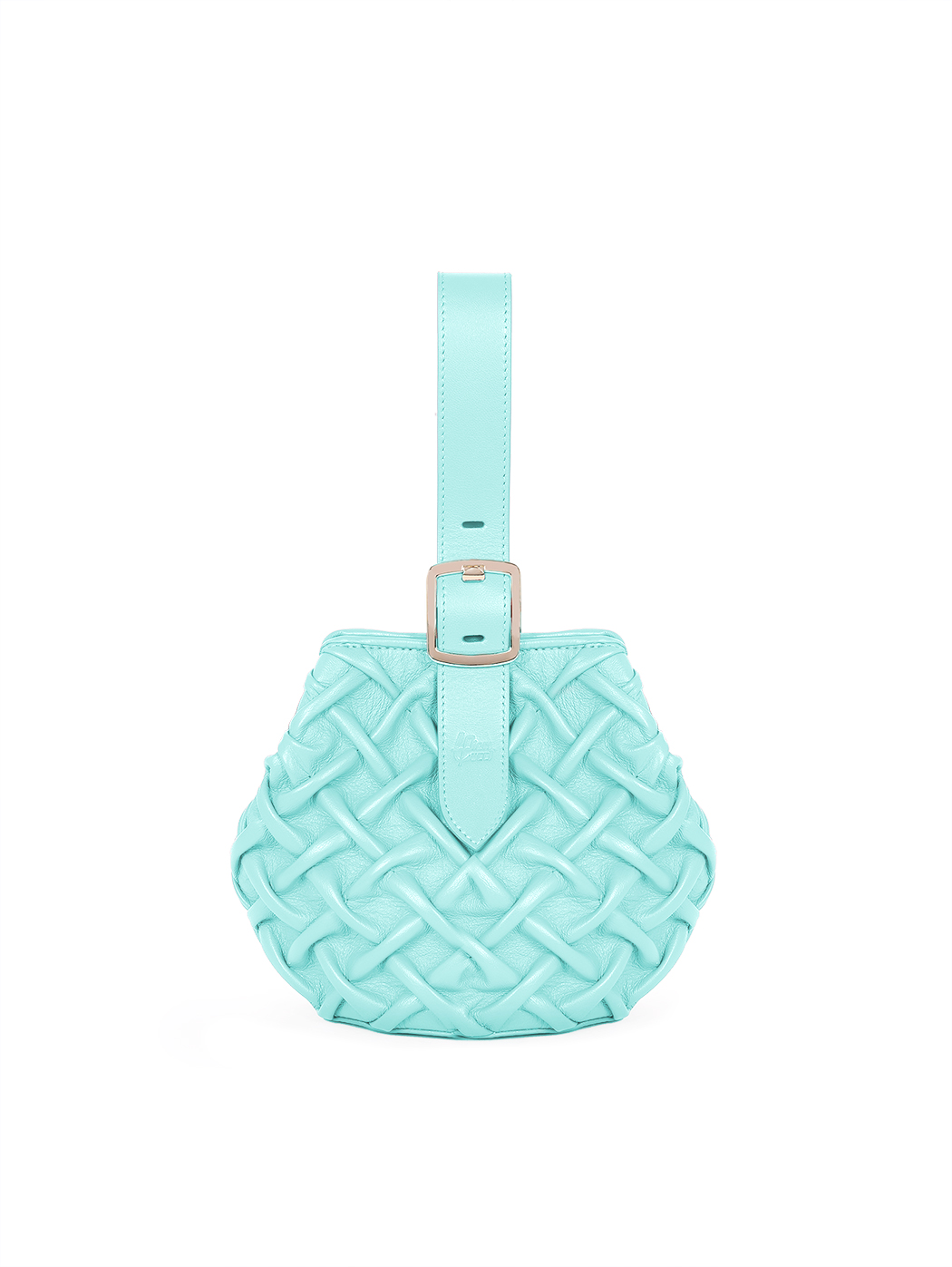 Mini Wristlet Bag Smocked Leather Sea Green