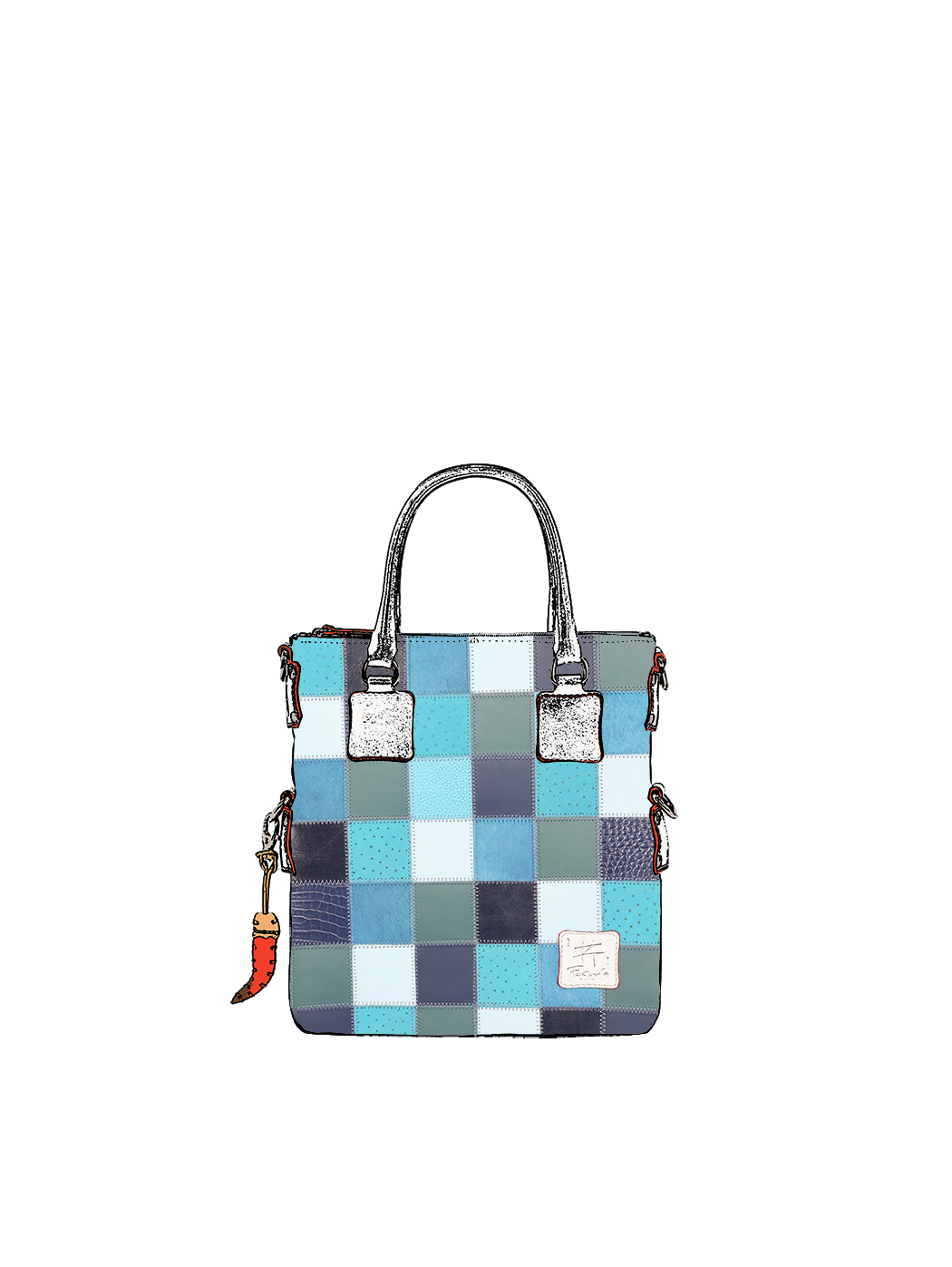 Fortunata Mini Borsa Patchwork Celeste Fatta Mano Azzurro