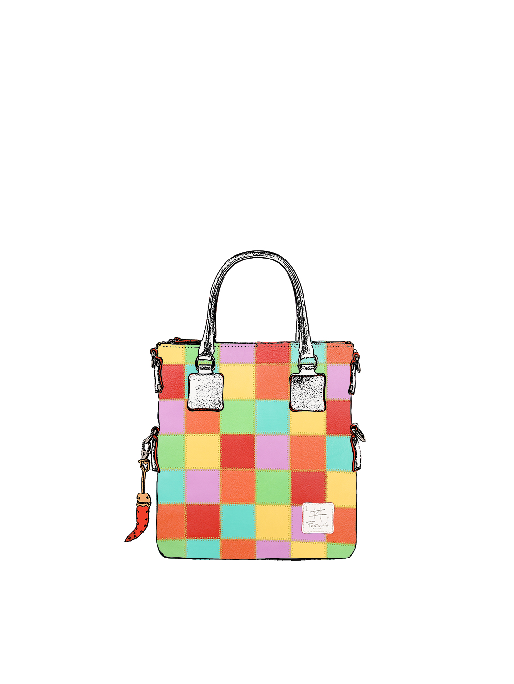 Дизайнерская разноцветная мини - сумка из коллекции Fortunata в стиле пэчворк 