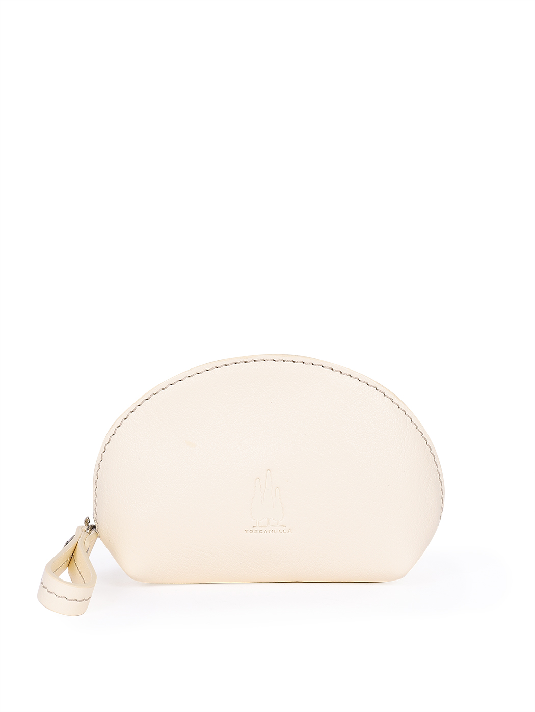 Women's Medium Clamshell Pouch in Leather Ivory