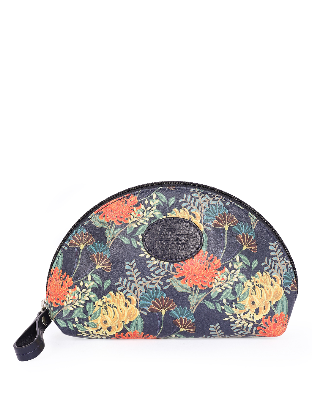 Large Clamshell Cosmetic Case - Floré Navy blue