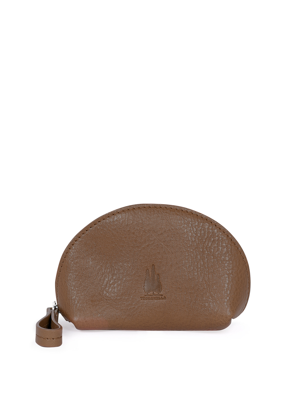 Women's Medium Clamshell Pouch in Leather Dark brown